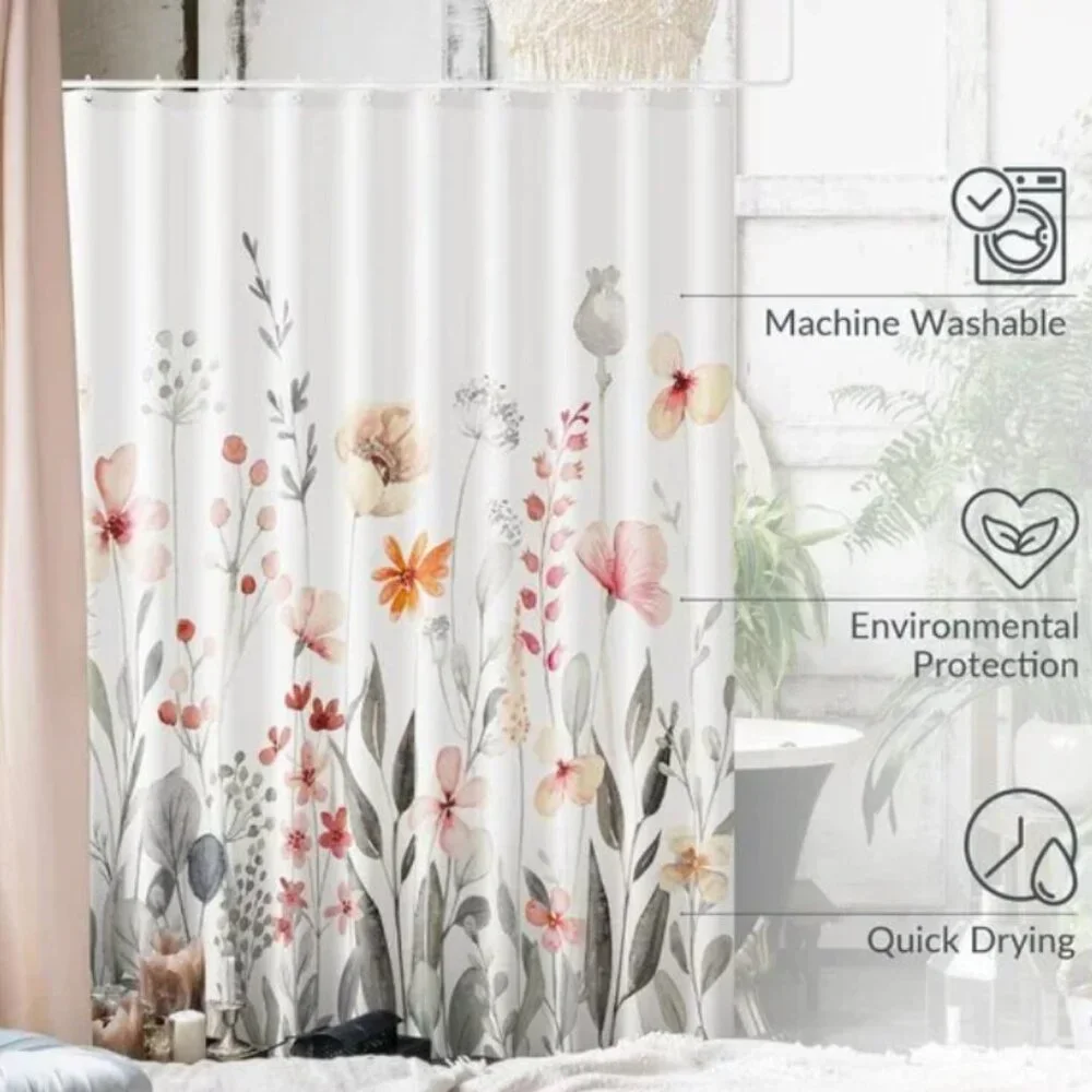 Chic floral shower curtain stylish perfect bathroom decor brighten 72x72